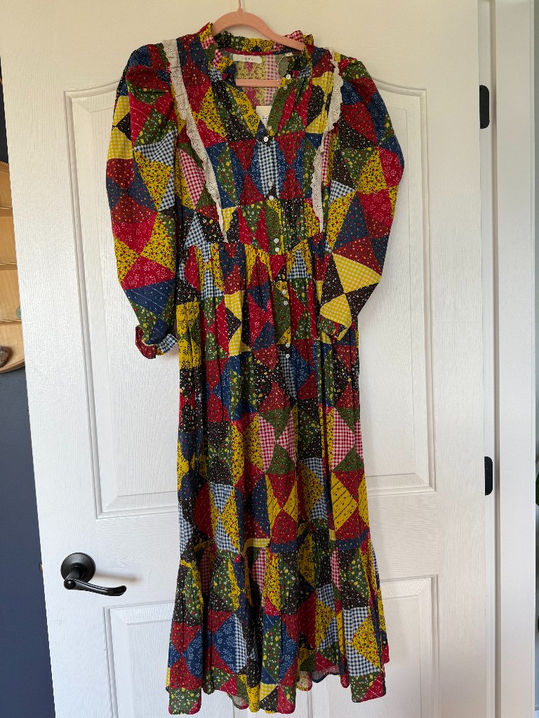 Euc - Doen Nicolette Patchwork Midi Dress - Size S